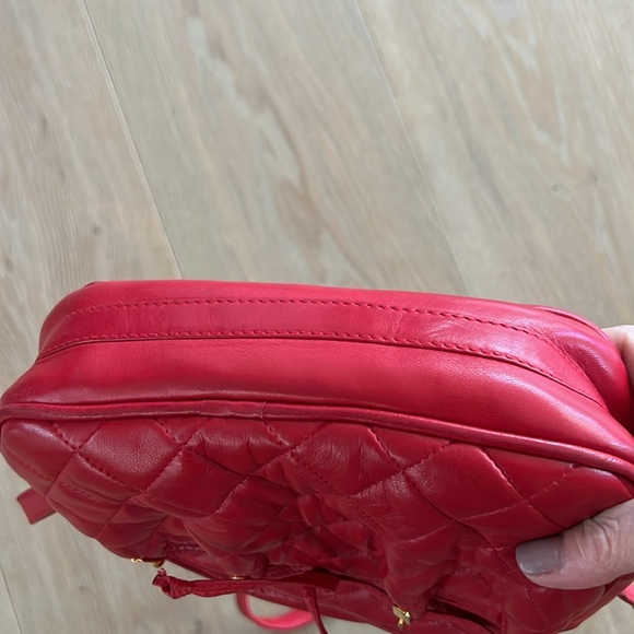 Judith Leiber Red Quilted Crossbody Bag with Diamond Pattern Kid leather - Picture 12 of 14